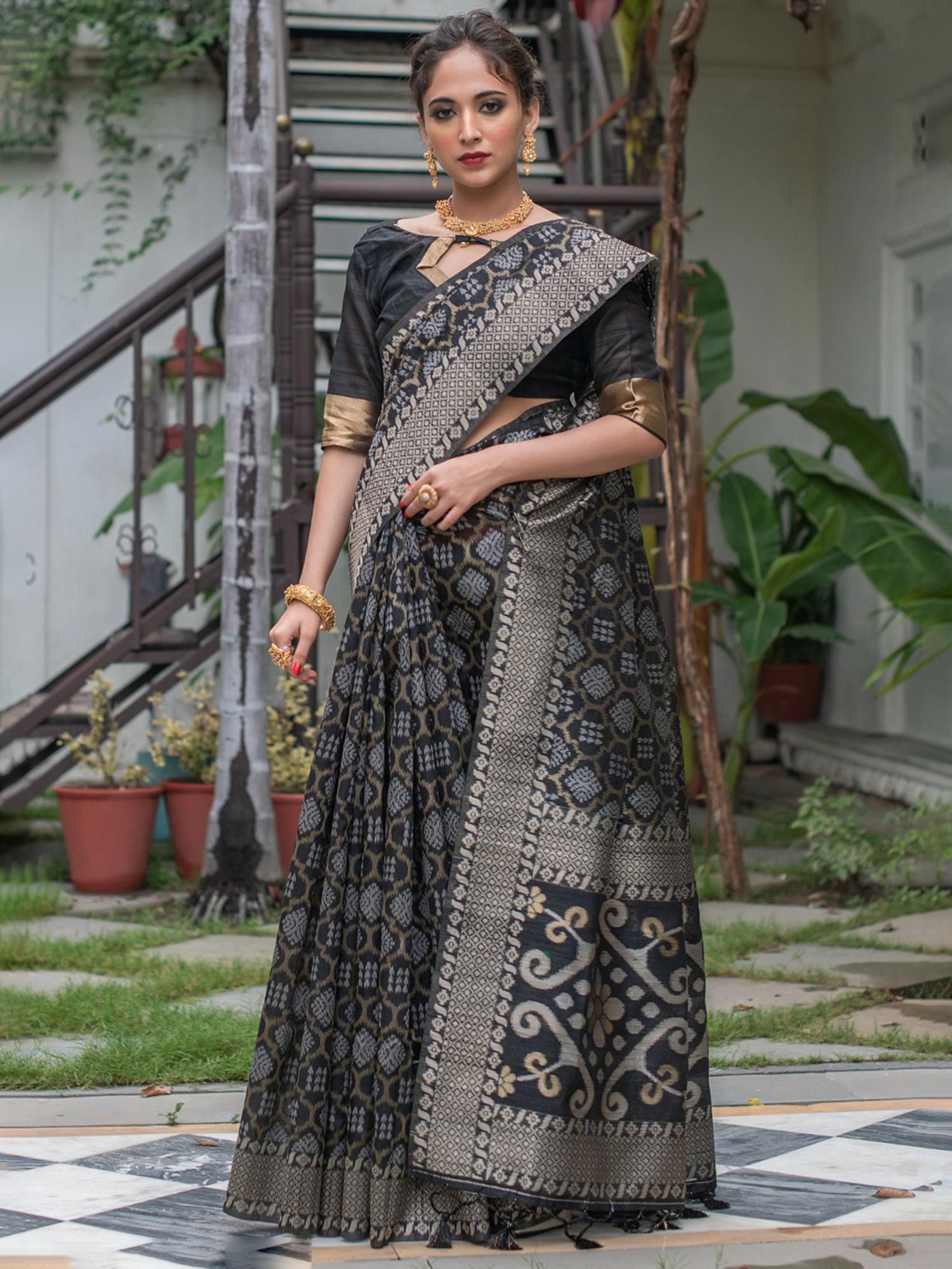 Buy Party Wear Black Zari Weaving Art Silk Saree Online From Surat  Wholesale Shop.