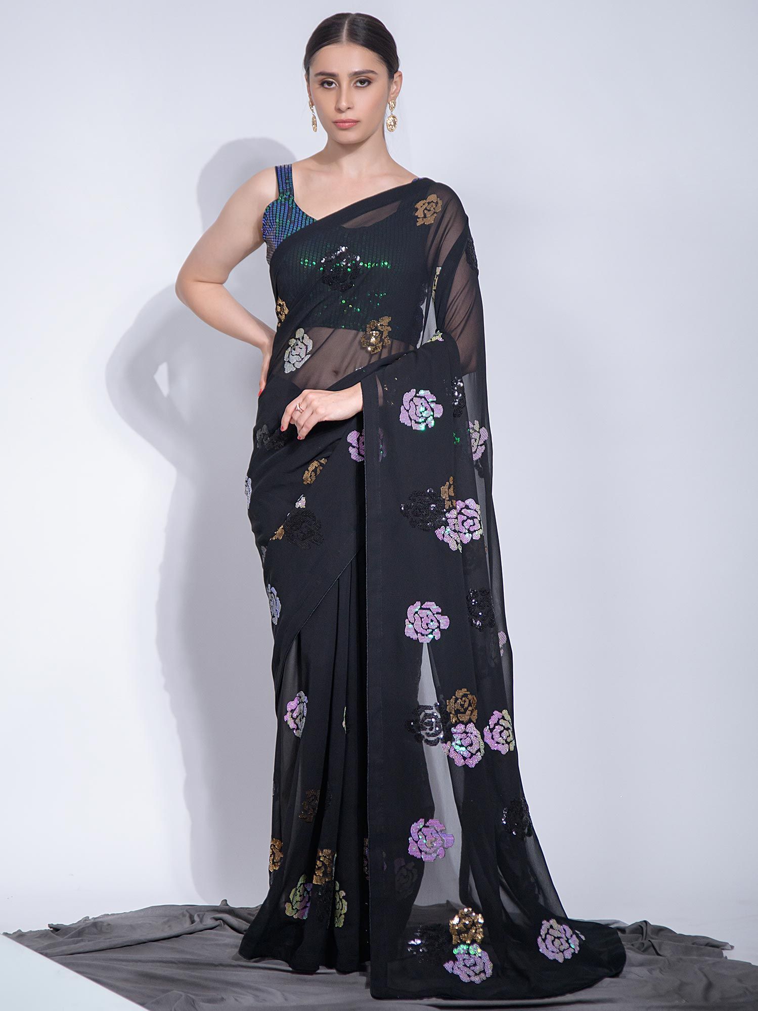 Amazon.com: ETHNIC EMPORIUM Designer Cocktail & party Special Net Floral  Embroidery Women's Saree Sari 1155 (1) : Clothing, Shoes & Jewelry