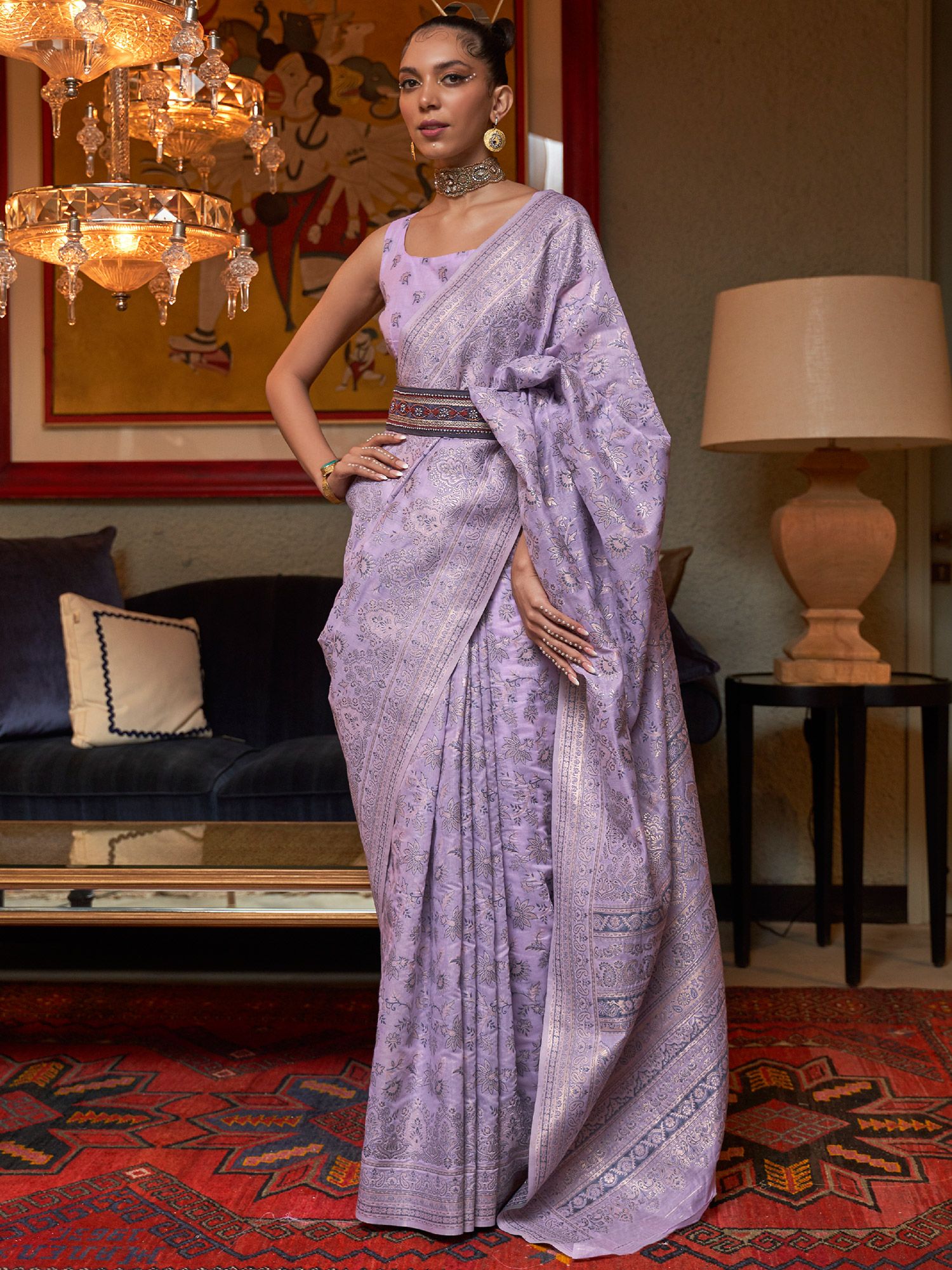 Purple Silk Saree With Weaving 3365