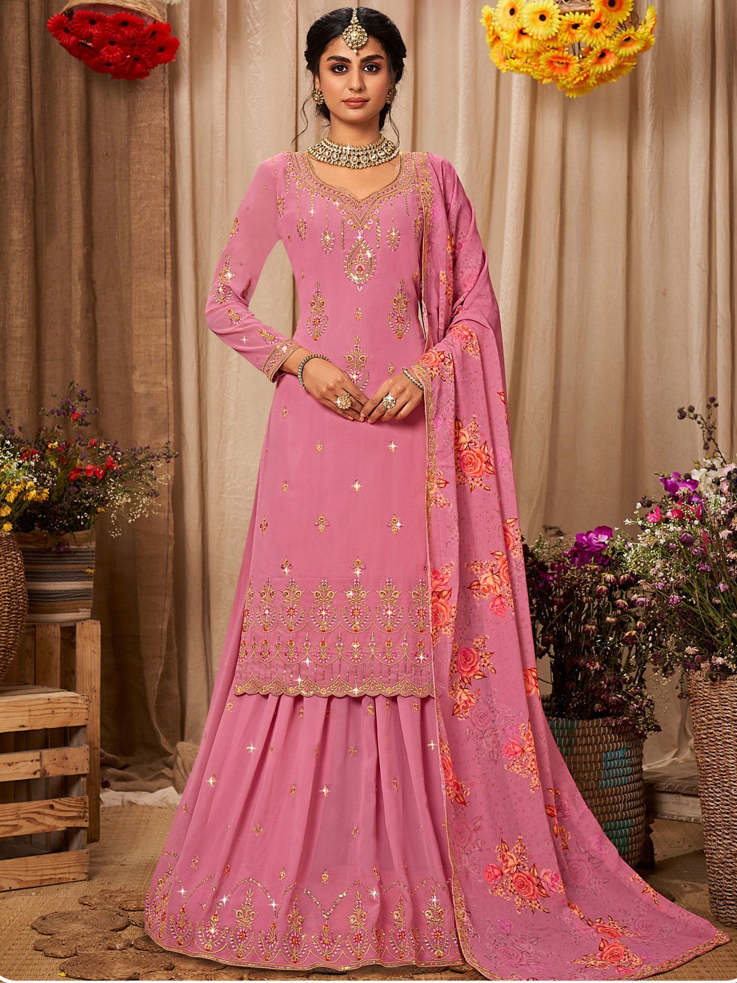 Pink on sale sharara dress