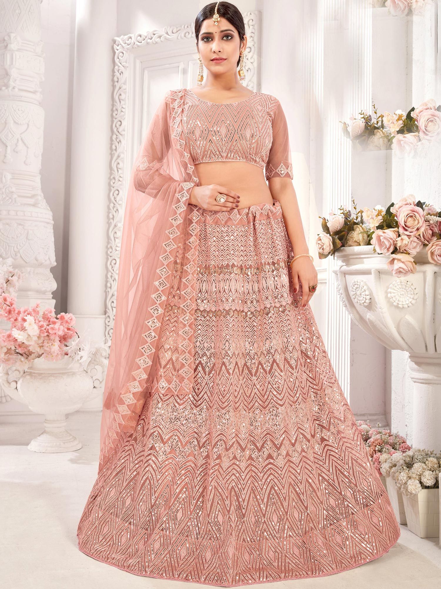 Lehenga Choli Bridal Red & Peach Heavy Embroidered Ghagra Choli Bridal –  Lady India