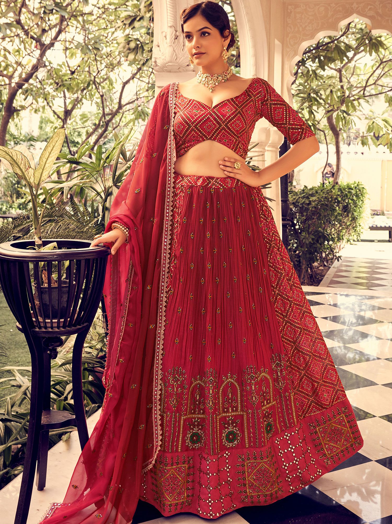 Red Designer Bridal Heavy Embroidered Lehenga Choli – Cygnus Fashion