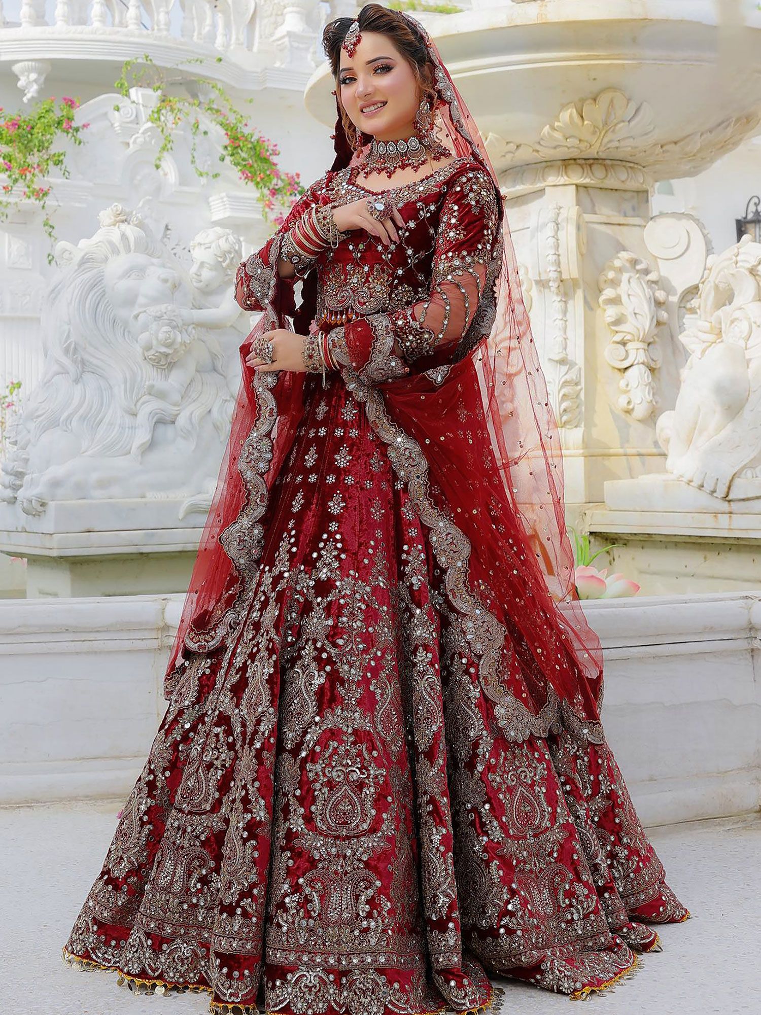 Maroon Colour Heavy Bridal Wedding Wear Embroidery Work Latest Lehenga  Collection Kb 1062 Maroon - The Ethnic World