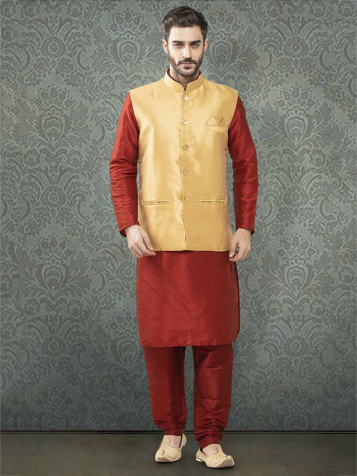 Black,Beige Colour Indian Designer Kurta Pajama Jacket.