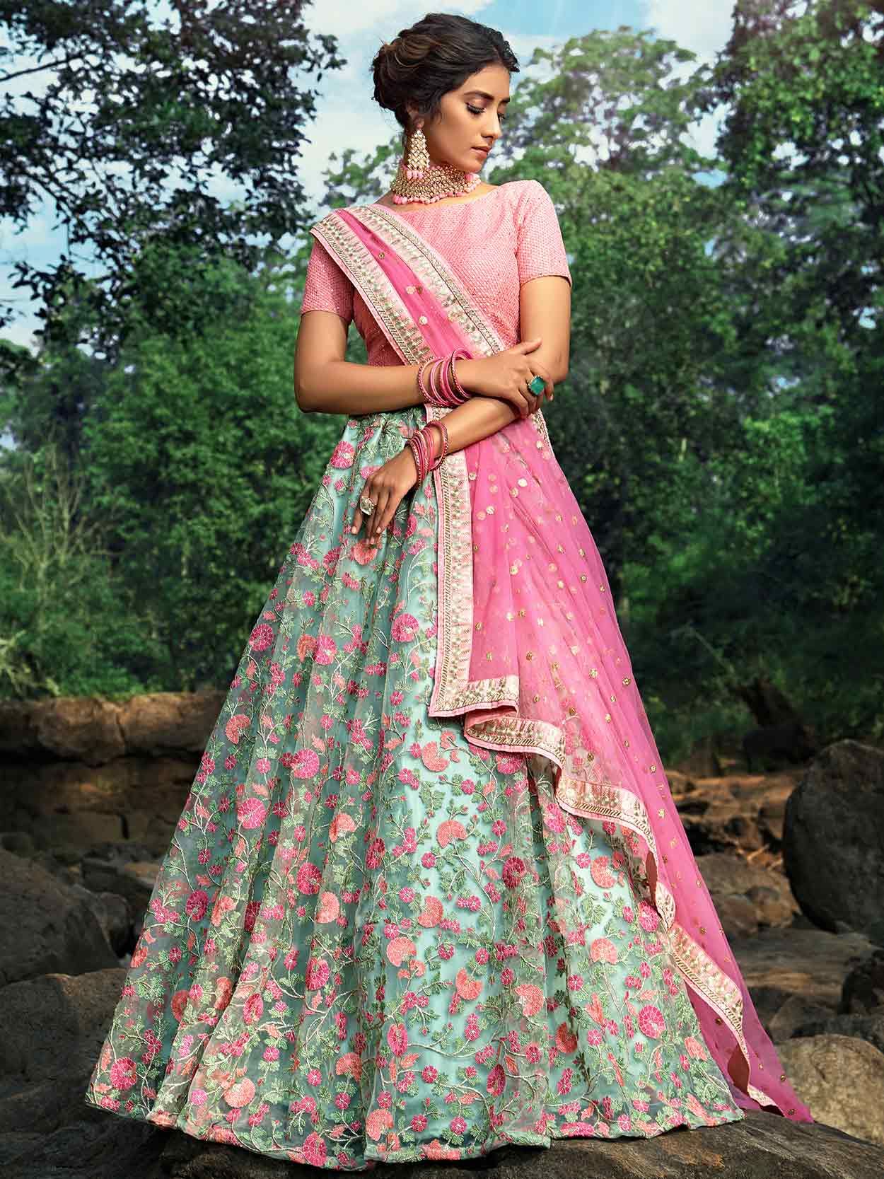 Beautiful pink unstitched lehenga choli - G3-WLC14195 | G3fashion.com