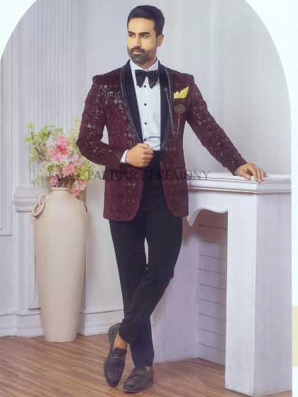 Purple Colour Imported Fabric Mens Wedding Tuxedo Suit.