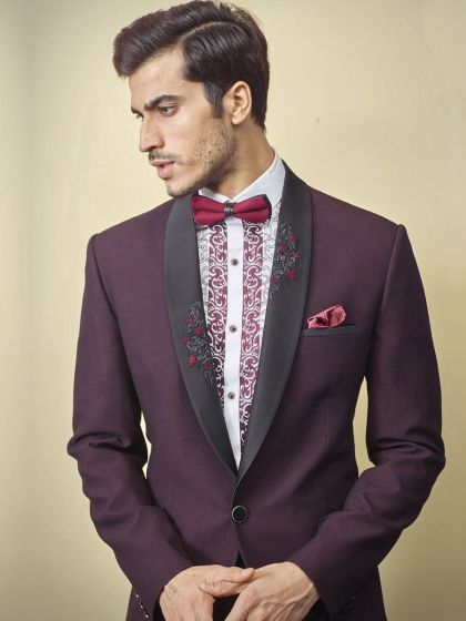 Wine Colour Indian Wedding Suit.