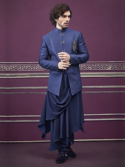 Blue Colour Men's Jodhpuri Suit.