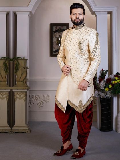 Indian Designer Wear Cream Colour.
