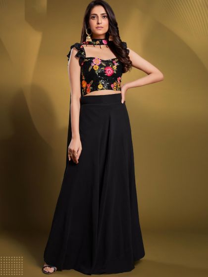 Black Party Wear Lehenga With Embellished Choli