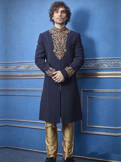 Indian Designer Indowestern Blue Colour.
