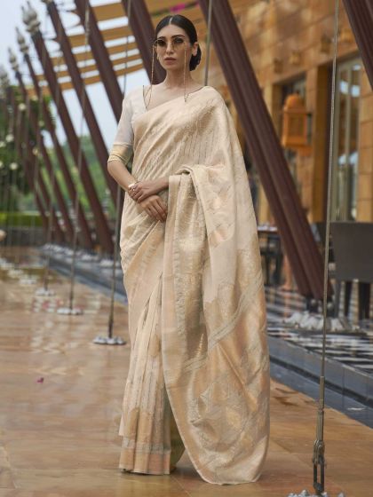 Cream Colour Silk Saree.