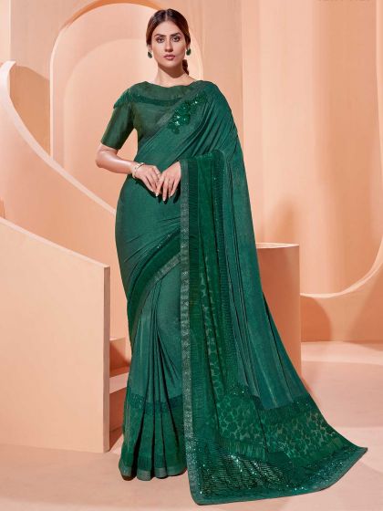 Green Colour Silk Designer Saree.