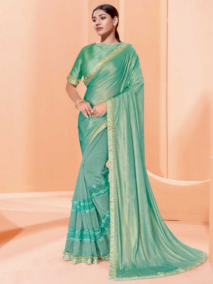 Turquoise Colour Silk Saree.