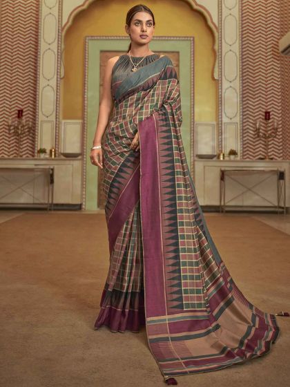 Rust Colour Silk Designer Saree.