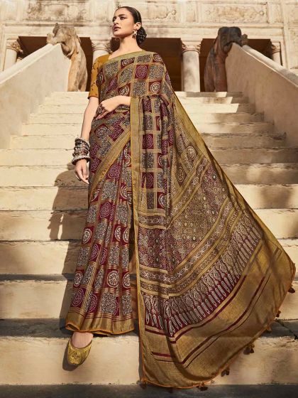 Brown Colour Silk Designer Saree.