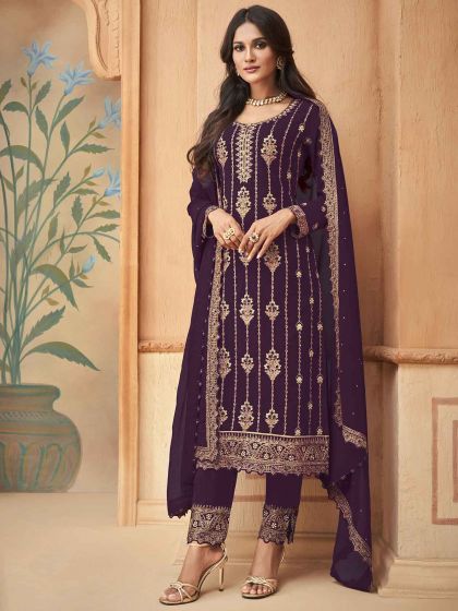 Purple Colour Georgette Salwar Suit.