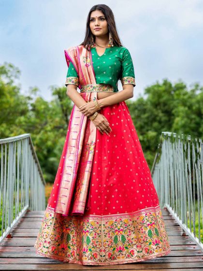 Red Colour Silk Fabric Women Lehenga Choli.