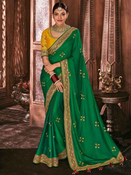 Green Colour Silk Designer Saree.