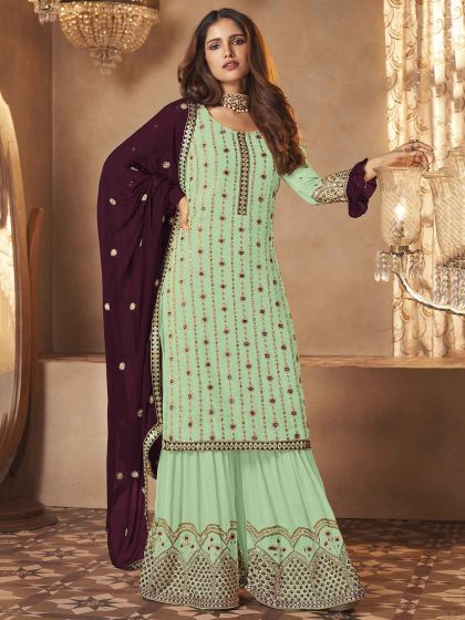 Green Colour Georgette Fabric Women Salwar Suit.