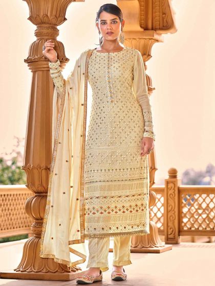 Cream Colour Georgette Salwar Suit