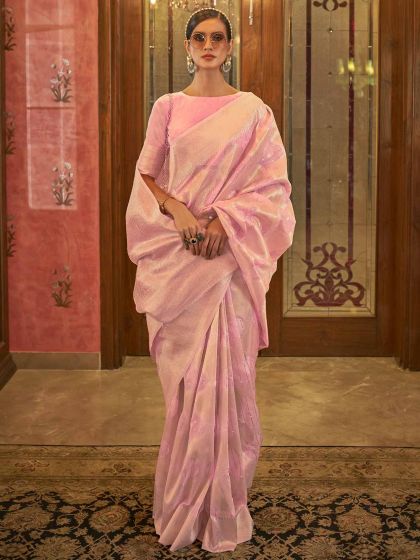 Pink Colour Designer Saree in Silk Fabric.