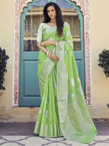 Green Colour Silk Women Saree.