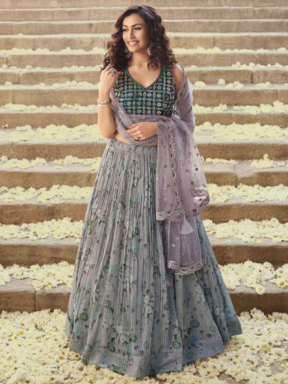 Grey Colour Women Lehenga Choli in Georgette Fabric.