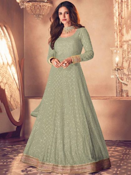 Green Colour Georgette Salwar Kameez.