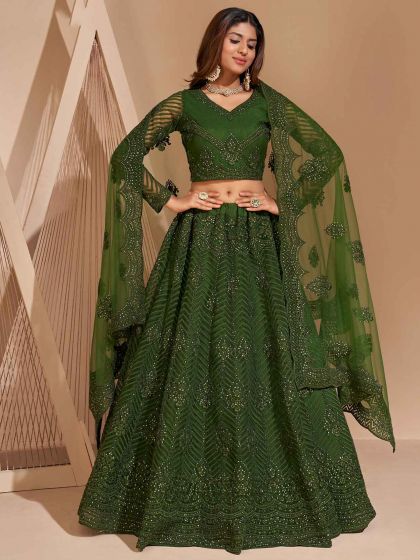 Green Colour Net,Silk Fabric Designer Anarkali Salwar Suit.