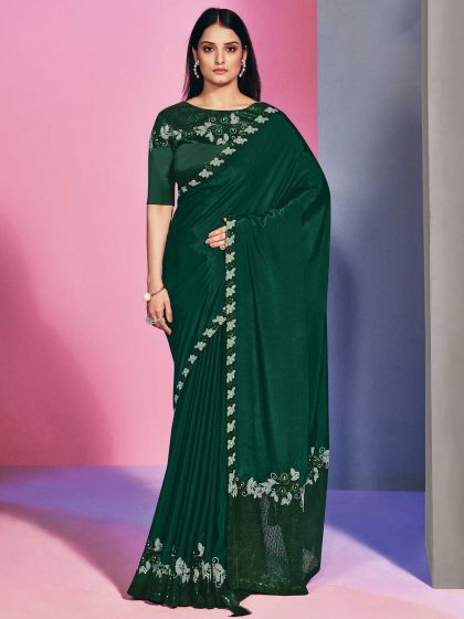 Green Colour Silk Designer Saree.