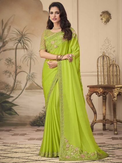 Green Colour Silk Designer Saree.