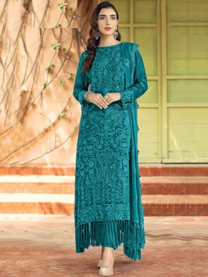 Blue Salwar Kameez With Thread Embroidery