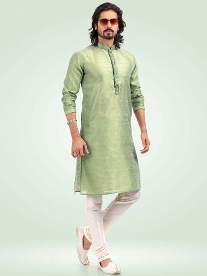 Green Embroidered Festive Kurta Pyjama