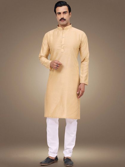 Cream Festive Kurta Churidaar Set