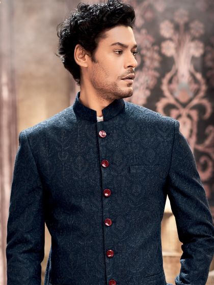 Blue Groom Jodhpuri Set With Embroidery