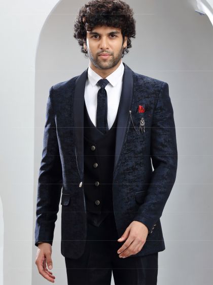 Cocktail Midnight Blue Shimmered Mens Suit