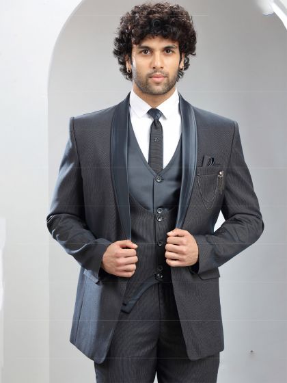 Grey Italian Mens Three Piece Suit