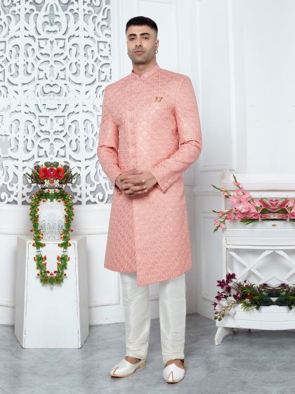 Rose Pink Indowestern Set For Mens