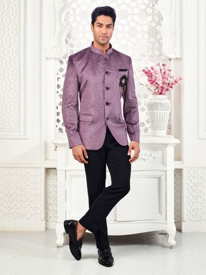 Mauve Purple Velvet Jodhpuri Set