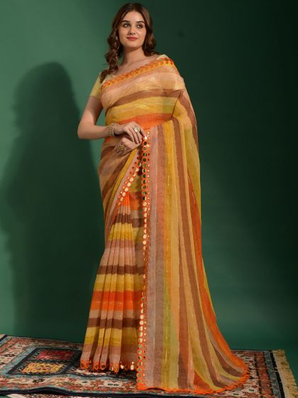 Muticolor Party Wear Saree In Chiffon