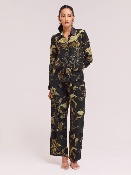 Black Floral Printed Women Co-Ord Set