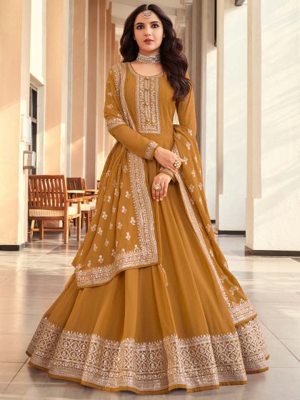 Yellow Long Anarkali Salwar Kameez With Embroidery