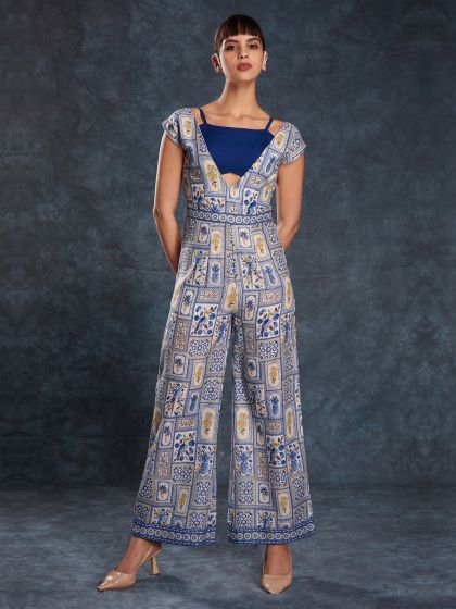 Blue Digital Printed Women's Wear Dress