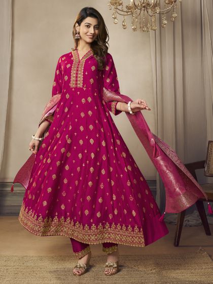 Rani Pink Readymade Salwar Kameez In Anarkali