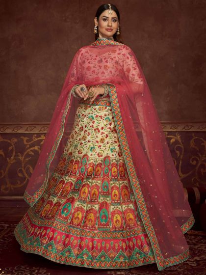 Multicolor Floral Printed Lehenga Choli With Dupatta