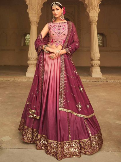 Pink Silk Lehenga With Heavy Choli