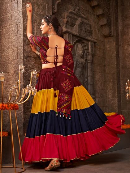 Multicolor Navratri Chaniya Choli In Rayon