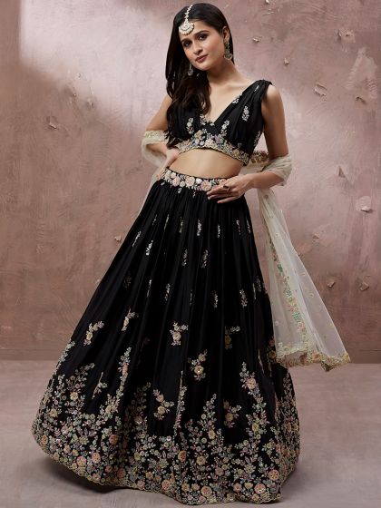 Black Designer Lehenga With Heavy Embroidery