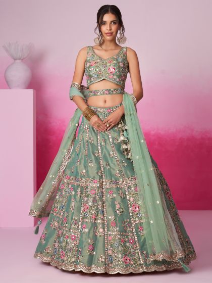 Green Bridesmaid Lehenga Choli In Zari Embroidery